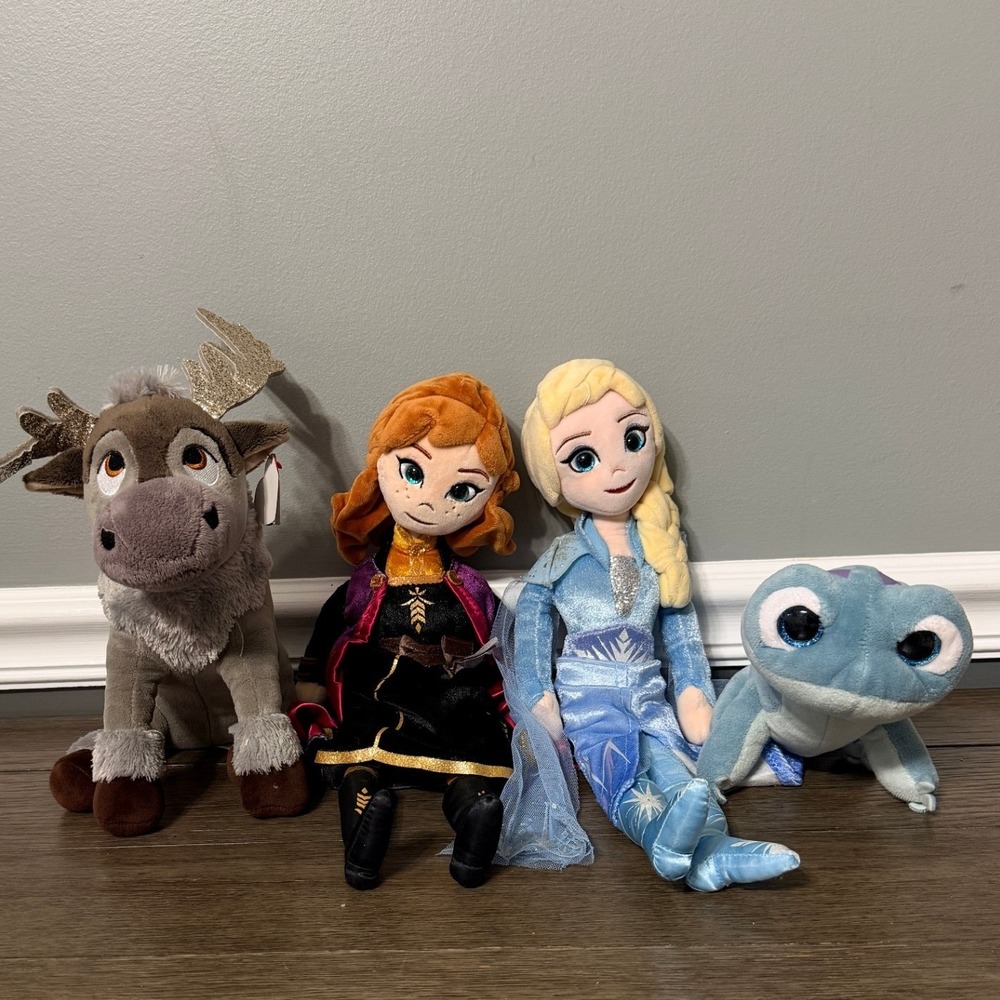 Disney Frozen 2 Ty Sparkle Plush Set Anna Elsa Sven Bruni Stuffed Animal Lot 4pc